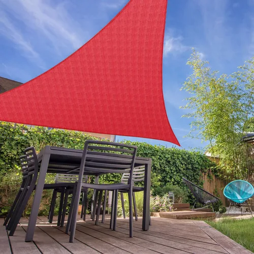 Miniatura 7 de E&K Toldo parasol triangular de 8 x 8 x 8 pies, bloquea los rayos UV, para patio, jardín, al aire libre (rojo)