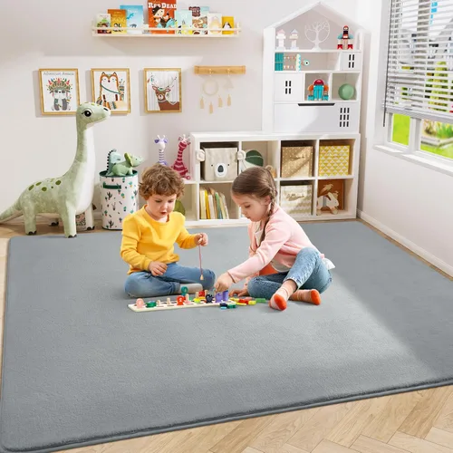 Miniatura 5 de Amearea Alfombras Modernas de Área para Dormitorio Sala de Estar, 4x6 Pies Gris Alfombra de Espuma Viscoelástica Engrosada, Alfombras Mullidas