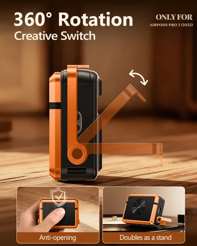 Miniatura 3 de OATSBASF Funda para AirPods Pro 3, funda para tocadiscos retro compatible con AirPods Pro de 3ª generación (2025), cubierta de protección completa