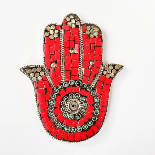 Miniatura 8 de Verde - Soporte para incienso de mano Hamsa - Mosaico Piedras