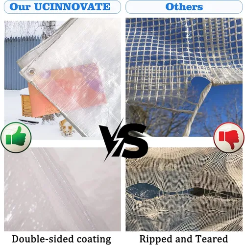 Miniatura 4 de UCINNOVATE Lona transparente de 0.472 in de 6 x 10 pies, cubierta de invernadero resistente e impermeable, tejido reforzado de 12 x 12 pulgadas