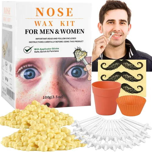 Miniatura 10 de Kit de depilación nasal de larga duración de 4.23 oz con 48 aplicadores, protector de bigote sin dolor y fácil, removedor de vello de nariz