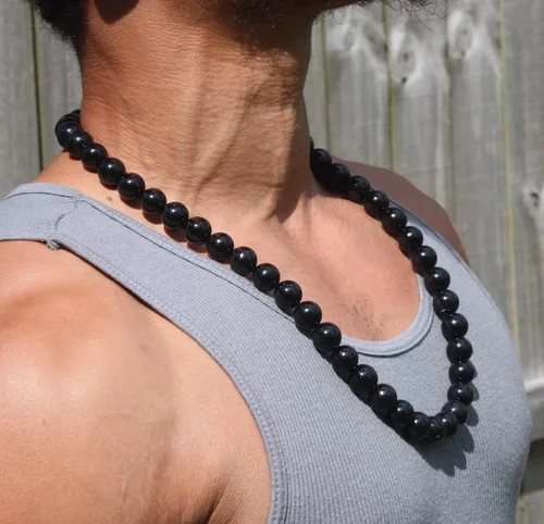 Miniatura 23 de Handmade Black Onyx Crystal Mens Necklace - Grounding Genuine Gemstone Beaded Mala Willpower, Protection, Prosperity Black Choker - Jewelry Gift