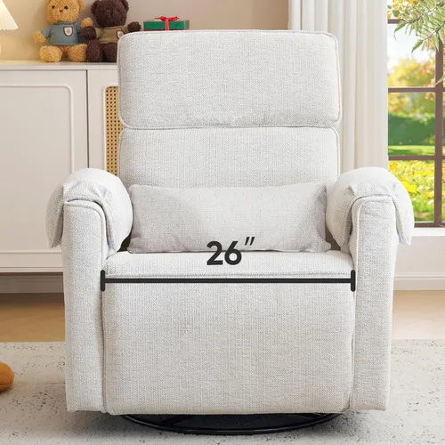 Miniatura 10 de Silla reclinable eléctrica extragrande, sillón basculante giratorio de 26" extra ancho con reposacabezas ajustable, silla de chenilla para guardería