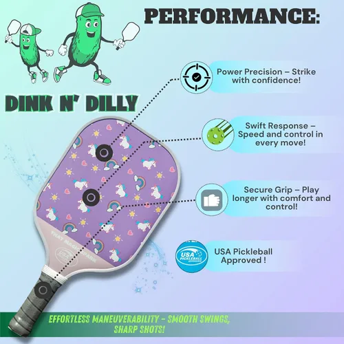 Miniatura 7 de Dink N' Dilly Pickleball Paddle USAPA Approved Lightweight with Cushion Grip, Ideal for All Skill Levels, Premium Quality Paddle and Balls for Esa