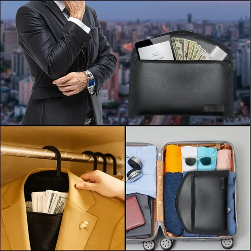 Miniatura 7 de Sdstone Percha segura de desviación con cerradura, resistente al fuego con pequeña bolsa ignífuga, segura secreta debajo de la ropa