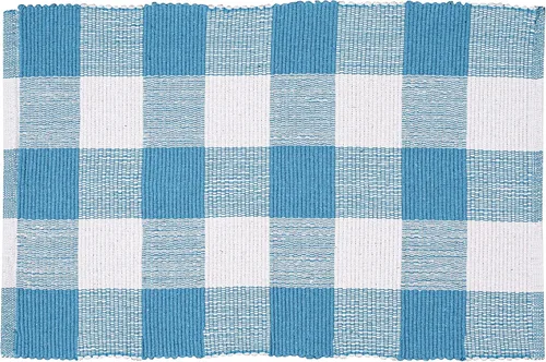 Miniatura 5 de Buffalo - Alfombras a cuadros para sala de estar, cocina, baño, 24 x 36 pulgadas, color blanco turquesa, alfombras tejidas reversibles de algodón