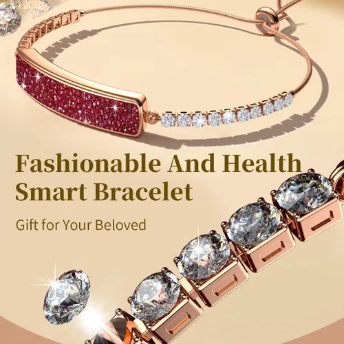 Miniatura 2 de Rastreador de actividad física elegante pulsera inteligente de diamantes para mujer pulsera de salud pulsera de frecuencia cardíaca monitor de Oro