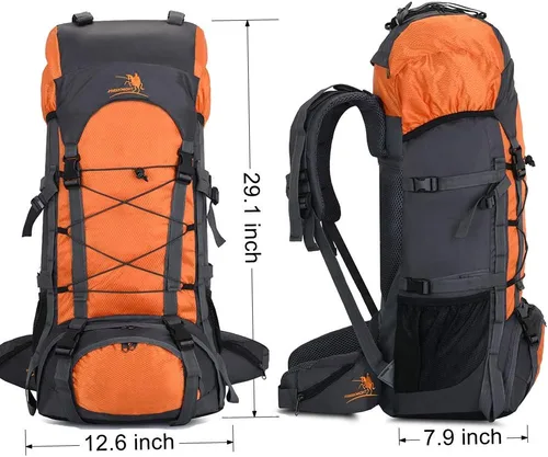 Miniatura 2 de Bseash Mochila impermeable de 60L con marco interno para senderismo, camping, con cubierta para lluvia, mochila grande para viajes al aire libre