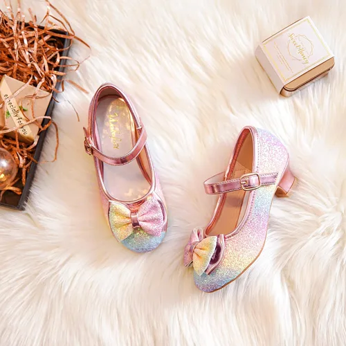 Miniatura 5 de Walofou Zapatos de vestir para niñas de flores, zapatos de tacón para fiesta de boda, zapatos planos de princesa Mary Jane para niños pequeños