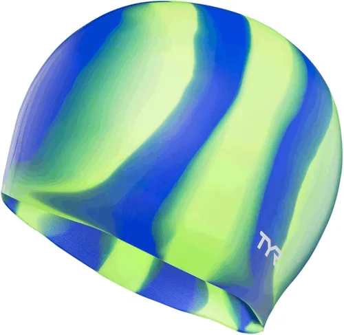 TYR Gorro de natación para adultos de silicona multicolor Verde