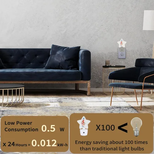 Miniatura 3 de Luces nocturnas con notas de arco iris, lámpara de pared enchufable, sensor inteligente del atardecer al amanecer para decoración del hogar