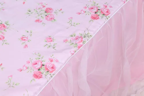 Miniatura 5 de LELVA Faldas de cama con volantes de polvo, tamaño individual, con volantes de encaje y plataforma, 18 pulgadas de profundidad, algodón floral, Rosa