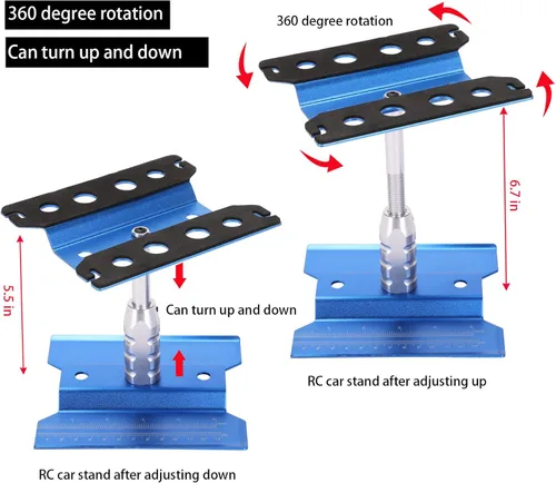 Miniatura 2 de Soporte de trabajo de reparación de automóviles a control remoto, 532 piezas, kit de tornillos de reparación RC con rotación de 360 grados, Azul