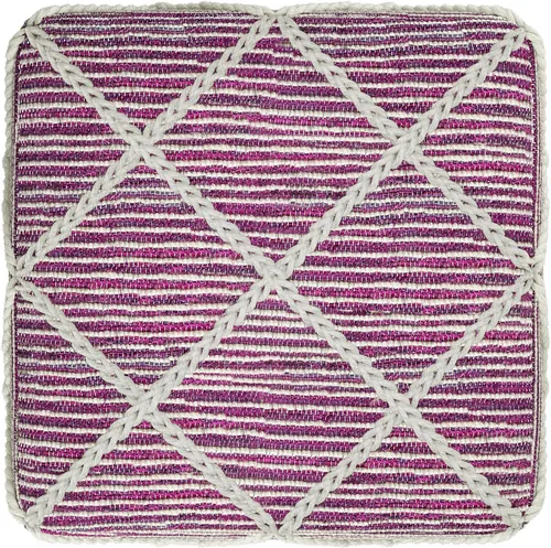 Miniatura 7 de SIMPLIHOME Cowan Puf cuadrado contemporáneo en telar magenta y natural tejido para la sala de estar, el dormitorio y la habitación de los niños