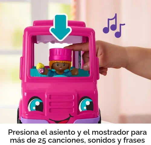 Miniatura 3 de Fisher-Price Little People Barbie Camion de Cupcakes Musical - Juego de juguete con 9 piezas para juego de simulación para niños de 18+ meses