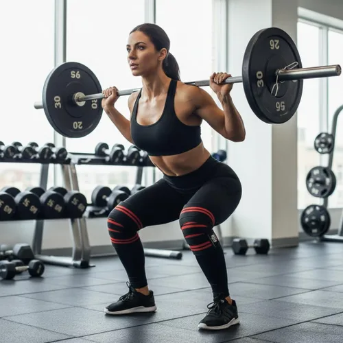 Miniatura 4 de Fit Active Sports Rodilleras para levantamiento de pesas, correas elásticas de soporte de rodilla de 72 pulgadas con cierre de gancho y bucle Blanco