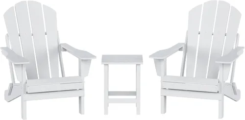 Miniatura 12 de WO Home Furniture - Juego de 3 sillas plegables para exteriores, mesa auxiliar, resistente a la intemperie y a los rayos UV, para césped, jardín