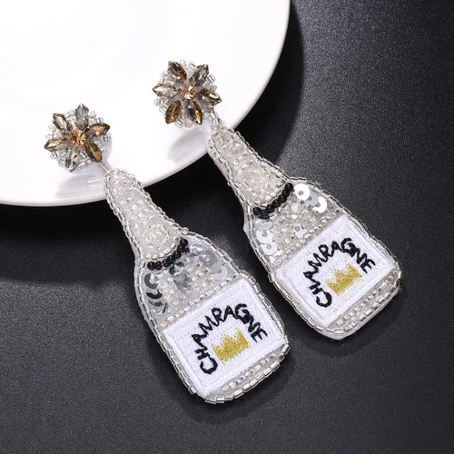 Miniatura 2 de Aretes de cuentas con forma de gota de champán, hechos a mano, aretes de champán, joyas de moda
