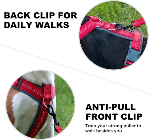 Miniatura 51 de Arnés para perro Plutus Pet sin tirón, arnés ajustable de nylon con acolchado suave, arnés para perro reflectante y resistente para perros pequeños