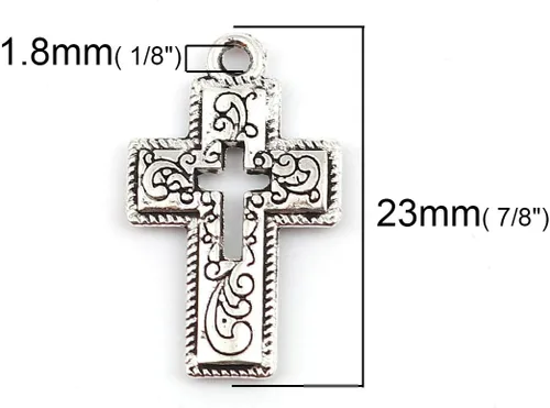 Miniatura 4 de JGFinds Colgantes con dije de cruz – Paquete de 130 (30 de corazón, 50 de cada una de las cruces) aspecto de filigrana de estilo antiguo, tono
