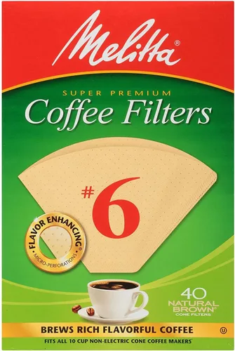 Melitta Filtros de café en cono, marrón natural, n.º 6, 40 unidades, paquete de 2 (80 filtros en total)