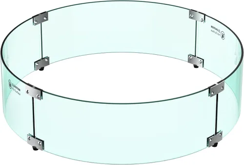 Miniatura 10 de Skyflame Protector de viento redondo de vidrio para hoguera de 17 pulgadas, protector de llama de vidrio templado transparente para propano al aire