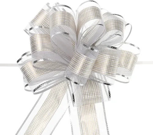 Miniatura 16 de MECCANIXITY 20 lazos grandes de 7 pulgadas para envolver regalos, cinta de organza color blanco crema para cestas de boda, regalos de fiesta