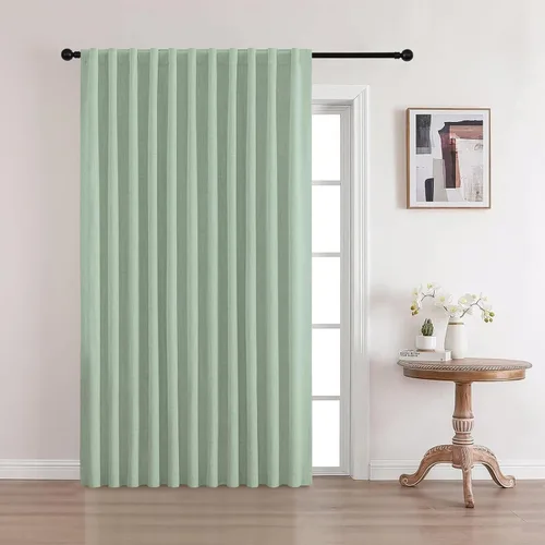 Miniatura 26 de CUCRAF Juego de 2 paneles de cortinas 100% opacas de lino de 84 pulgadas de largo, con pestaña trasera y bolsillo para barra para sala de estar