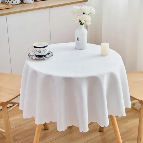 Miniatura 19 de Mantel redondo de jacquard de 63.0 in, resistente al agua, peso pesado, suave, lavable a máquina, color negro