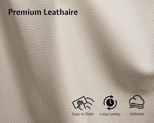 Miniatura 6 de Sofá Reclinable Eléctrico AMERLIFE, Sofá Reclinable con Consola y Reclinación Dual, Sofá Seccional de Cuero para Sala de Estar, Beige Marrón