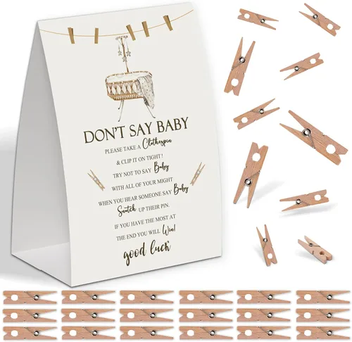 Miniatura 10 de Decoraciones de oso para baby shower, género neutro y temático de otoño, incluye juego de Don't Say Baby y pequeño juego de pinzas para la ropa