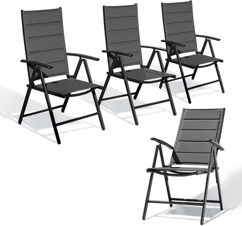 Miniatura 12 de PURPLE LEAF Juego de 2 sillas plegables para patio al aire libre, sillas de camping reclinables al aire libre con asiento acolchado de algodón
