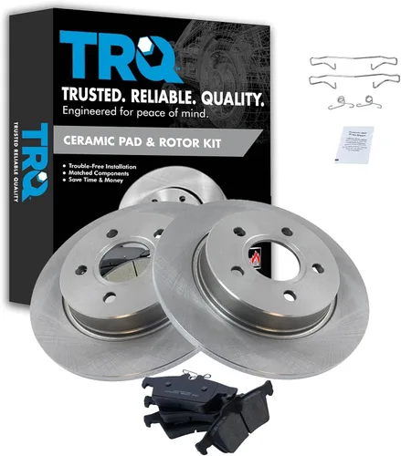 Miniatura 168 de TRQ Kit de rotor de freno trasero y pastillas de cerámica Posi premium compatible con camioneta Chevy GMC