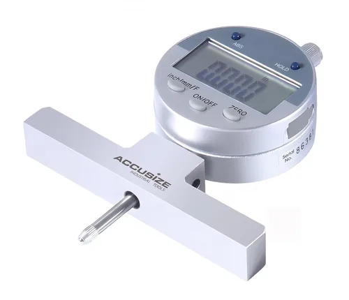 Miniatura 9 de Accusize Industrial Tools - Medidor de profundidad digital electrónico de 0-55.9 cm, en pulgadas/métrico/fraccional, con 2 puntos extra