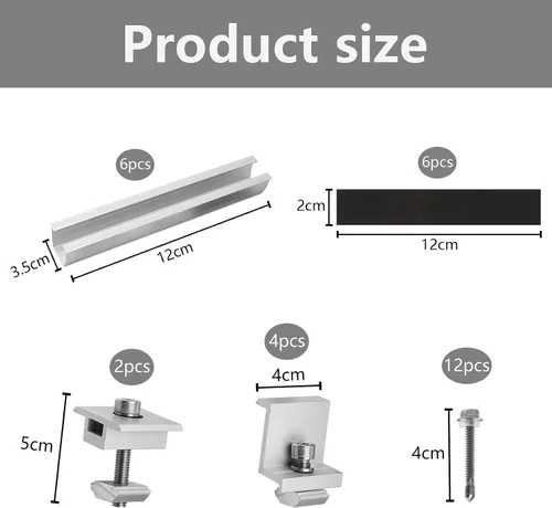 Miniatura 3 de Soportes de montaje en panel solar, soportes Z de aluminio ligero de 4.7 in, para soporte de panel solar, placa trapezoidal, montaje en techo plano
