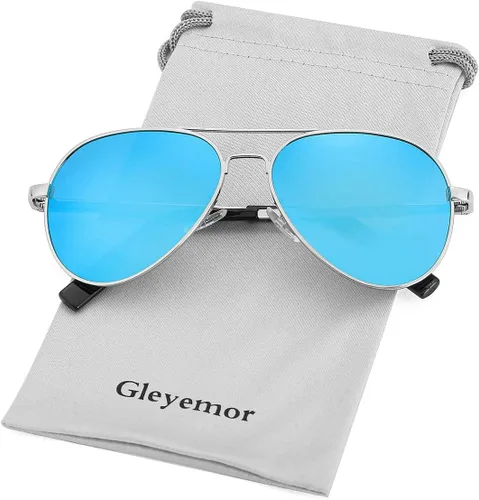 Miniatura 49 de Gleyemor Lentes de sol polarizados estilo aviador para niños y niñas, jóvenes, adolescentes, dos tamaños de 1.969 in y 2.047 in