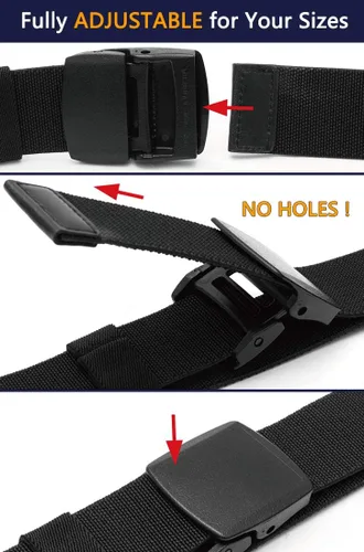 Miniatura 8 de LionVII Cinturones elásticos para hombre con hebilla de plástico sin metal para deportes de trabajo, fácil de recortar para adaptarse a cintura
