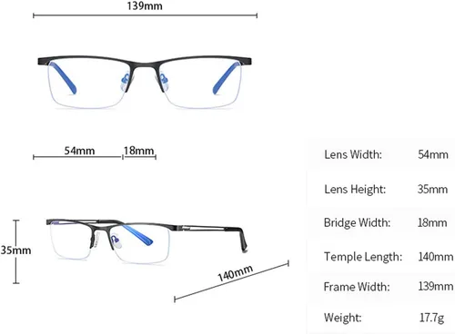 Miniatura 4 de laureles /Gafas de transición para hombre, gafas de lectura fotocromáticas cuadradas de metal con medio marco gris Negro