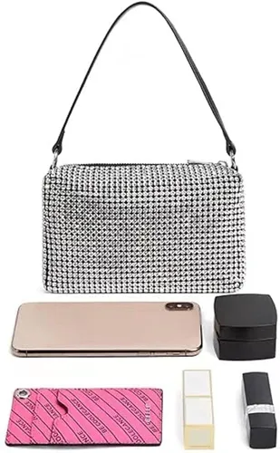 Miniatura 5 de Bolsos cruzados de cristal para mujer bolso de noche con diamantes de imitación para mujer bolsos de diamantes de imitación con cadena boda