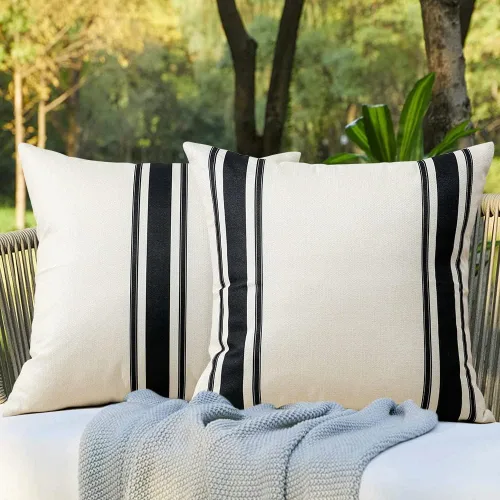 Miniatura 10 de OTOSTAR Paquete de 2 fundas de almohada para exteriores de 18 x 18 pulgadas, impermeables, decorativas, cuadradas, geométricas, para sofá, patio
