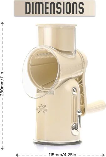 Miniatura 4 de Rallador de queso rotativo 5 en 1 con manivela manual – Rallador de verduras multifuncional, triturador de nueces y queso – Rallador de alimentos