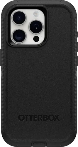 OtterBox Funda para iPhone 15 Pro (solamente) Defender Series, color negro, sin pantalla, resistente y duradera, con protección de puerto, incluye