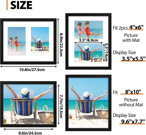 Miniatura 3 de Fixwal 8x10 Collage Picture Frame with Two Openings for Displaying 4x6 Pictures, 4x6 Picture Frame Collage, Gallery Wall Frame, Multi Picture Frames