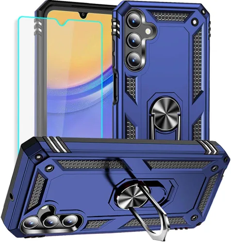 Miniatura 22 de Yiakeng Funda para teléfono Galaxy A12, Samsung A12 con protector de pantalla HD, fundas protectoras de grado militar con anillo para Samsung Galaxy