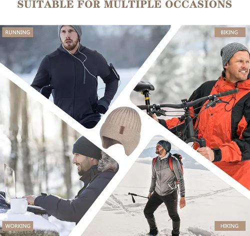 Miniatura 6 de Men Winter Beanie Hat Touchscreen Gloves Neck Warmer 3 in 1 Set with Fleece Lined