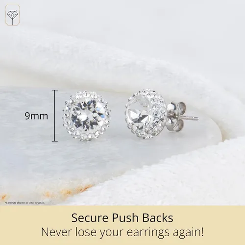 Miniatura 3 de Aretes de plata de ley con halo de cristal