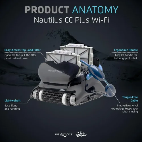 Miniatura 9 de Dolphin Nautilus CC Plus Aspiradora robótica para piscinas operada por Wi-Fi Incluye filtros ultrafinos para una limpieza definitiva, ideal