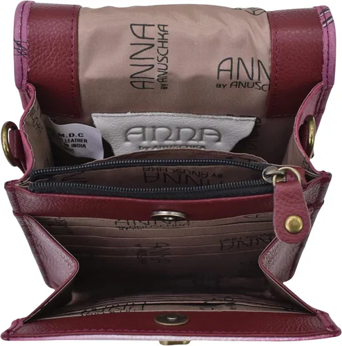 Miniatura 4 de Anna by Anuschka Cartera de tres pliegues de cuero pintada a mano para mujer