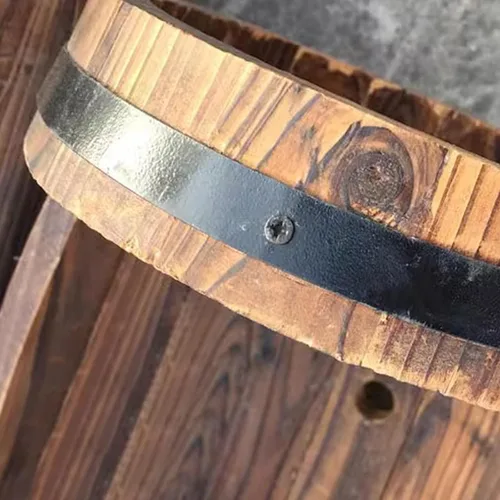 Miniatura 4 de HM&DX Macetas redondas de madera con orificios de drenaje, macetas rústicas de madera con agujeros de drenaje, macetas de whisky para jardín
